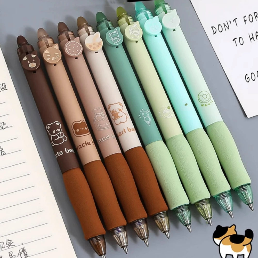 4PC Kawaii Coffee Bear & Ice Cream Erasable Gel Pen