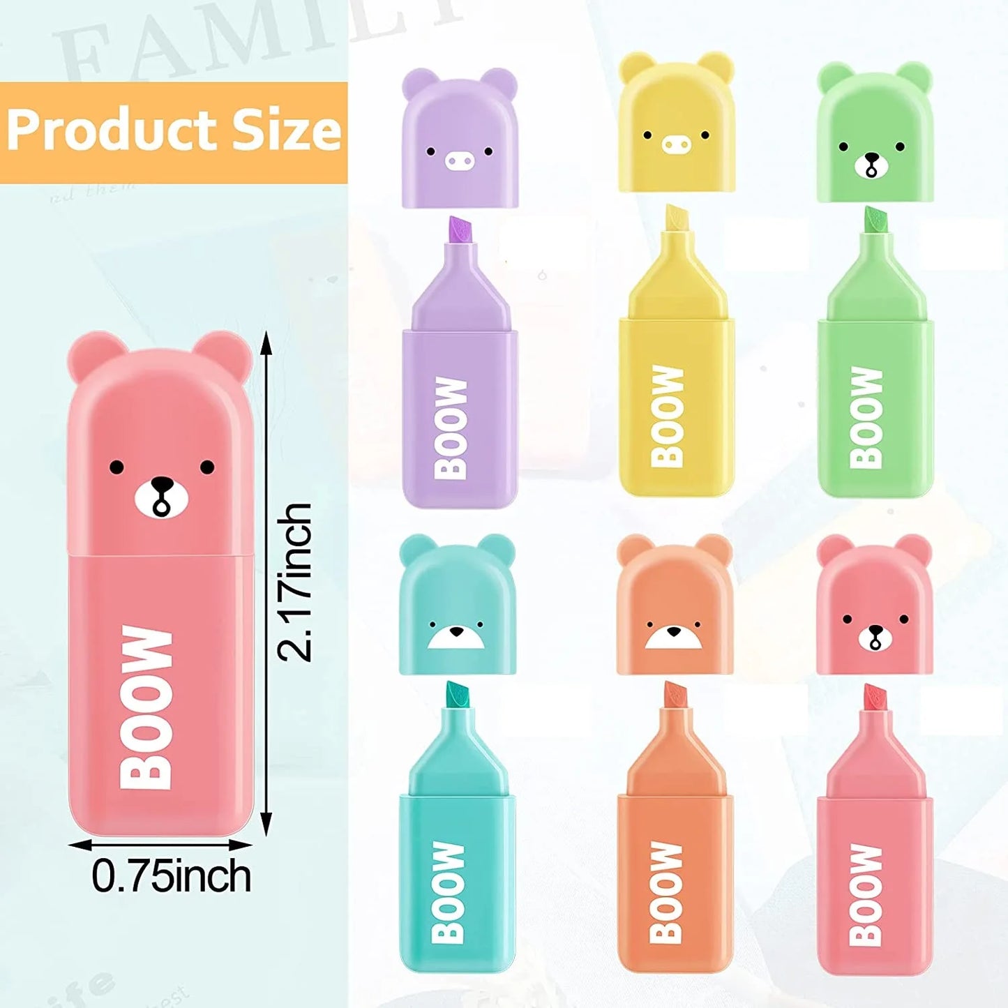 4/5/6PC Kawaii Bear Color Highlighters