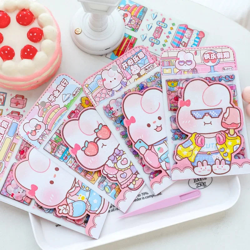 1PC Kawaii Rabbit Frosted PET Stationery Stickers