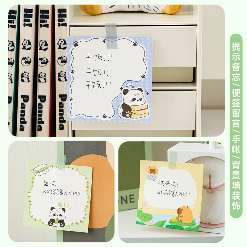 4PC Cute Panda Capybara Memo Pad