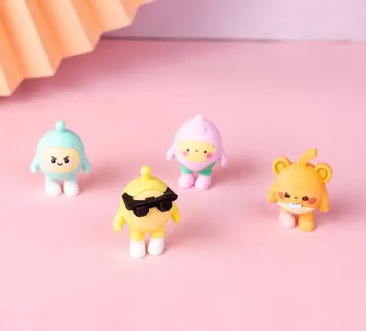 4PC Kawaii Animal Party Rubber Erasers