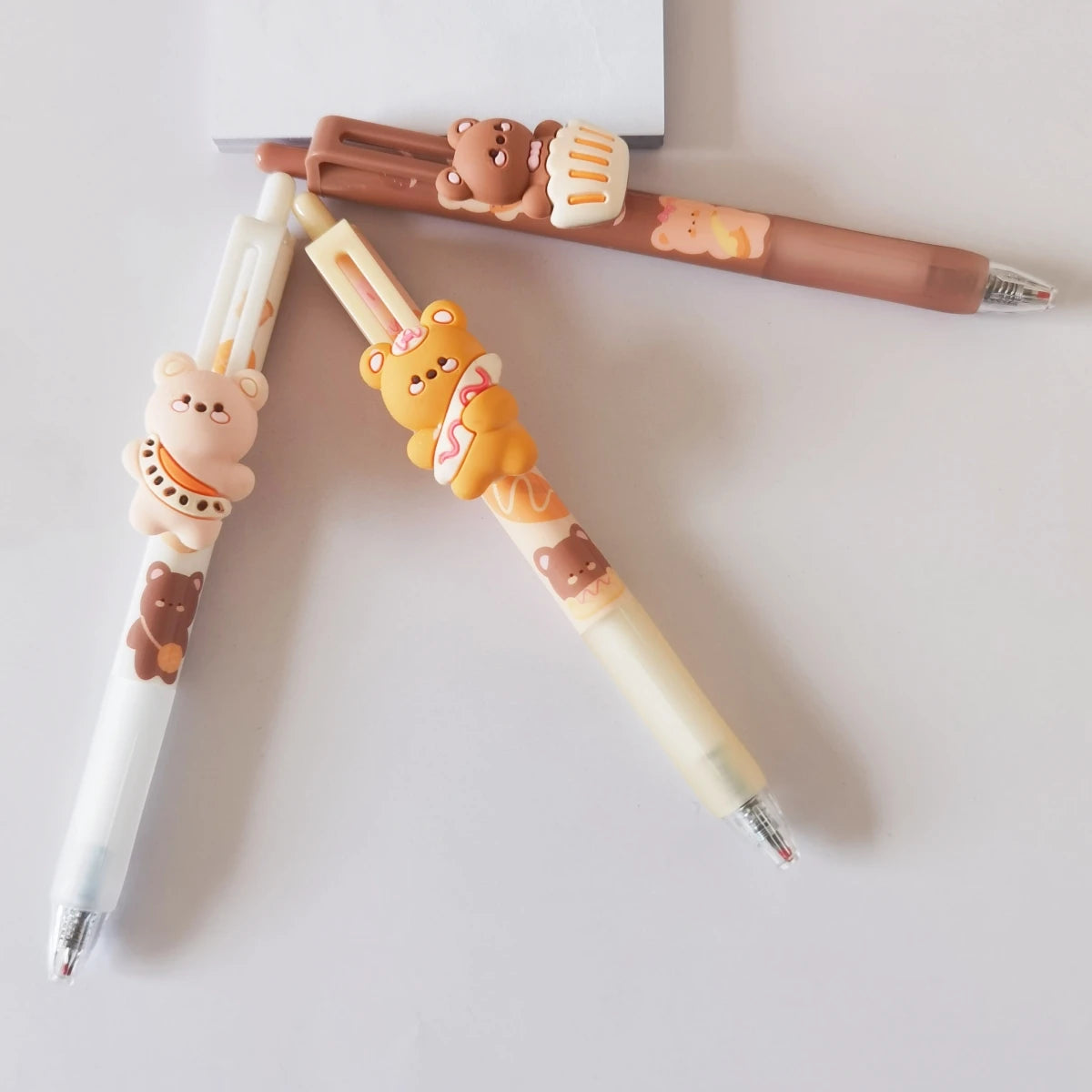 3 pcs/lot Caramel Milk Bear Mechanical Gel Pens For Writing Kawaii School Office Supplies Cute Stationary Gift for Students