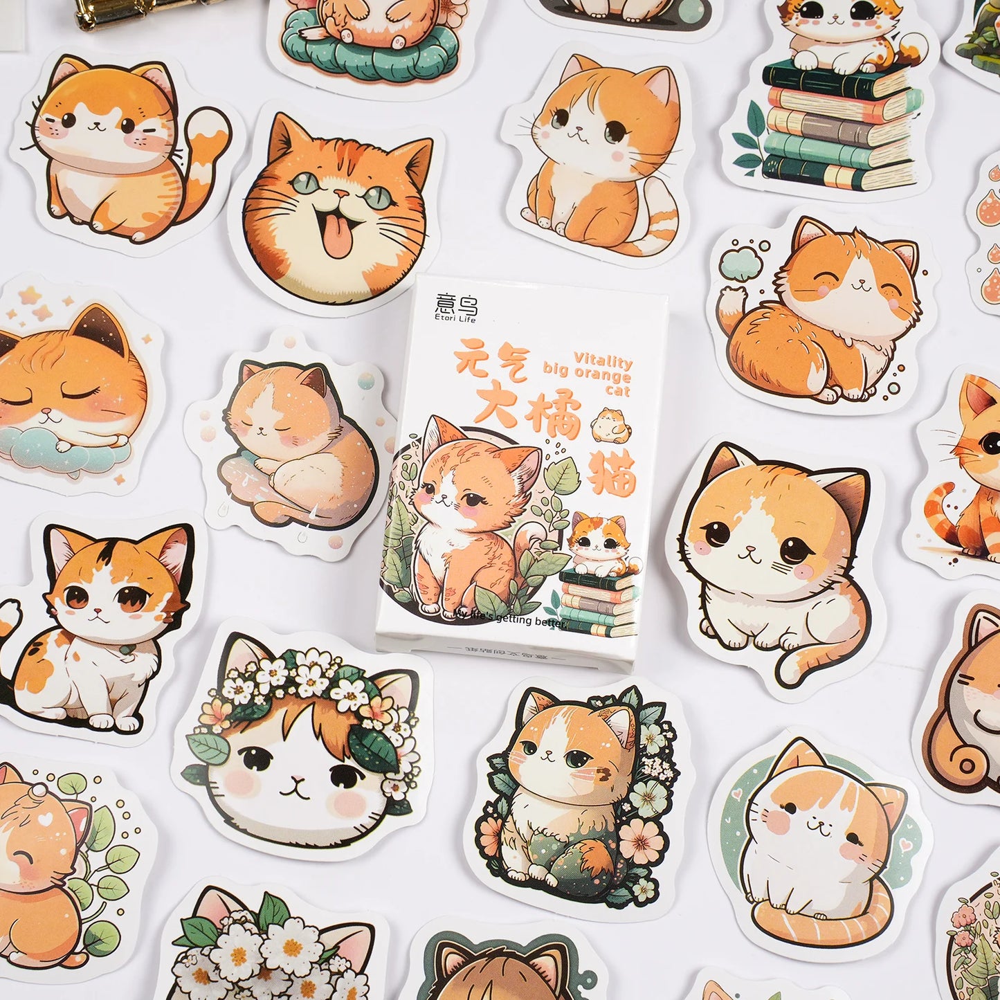 30PC Kawaii Orange Cat Stickers