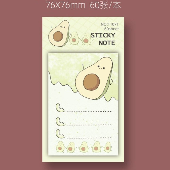 1PC Kawaii Avocado Times Sticky Notes