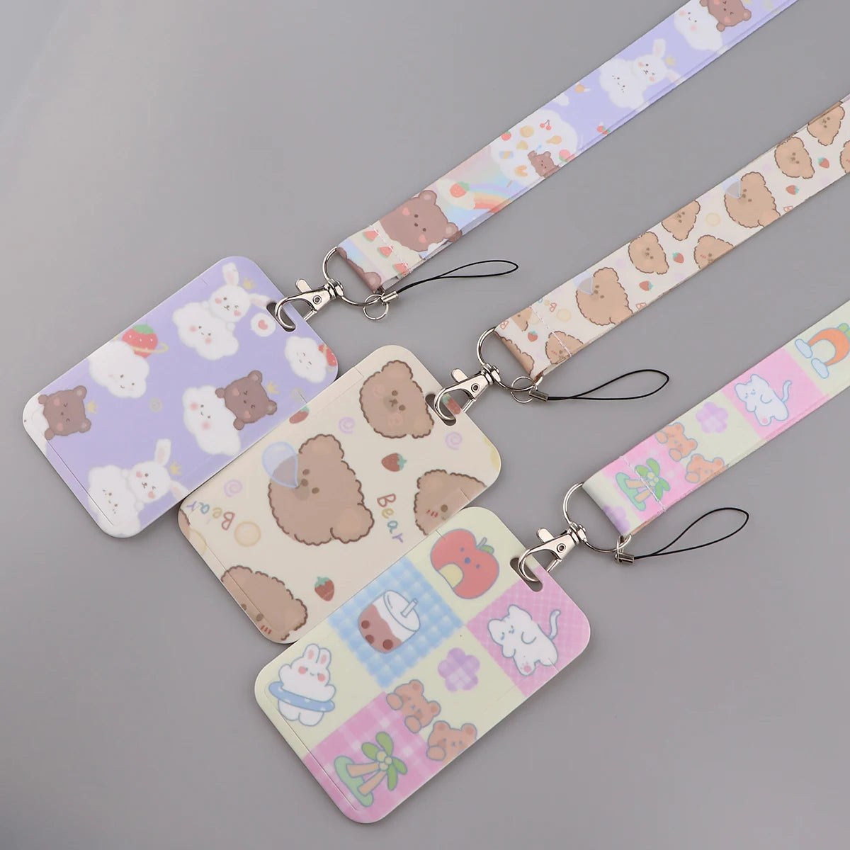 1PC Kawaii Bear ID Card Holder Lanyard