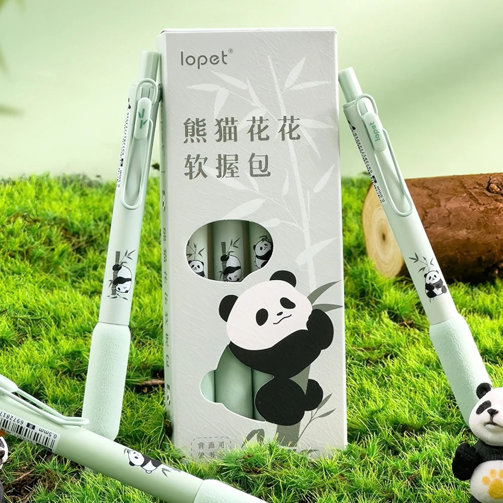 4PC Kawaii Panda Green Bamboo Soft Touch Gel Pen