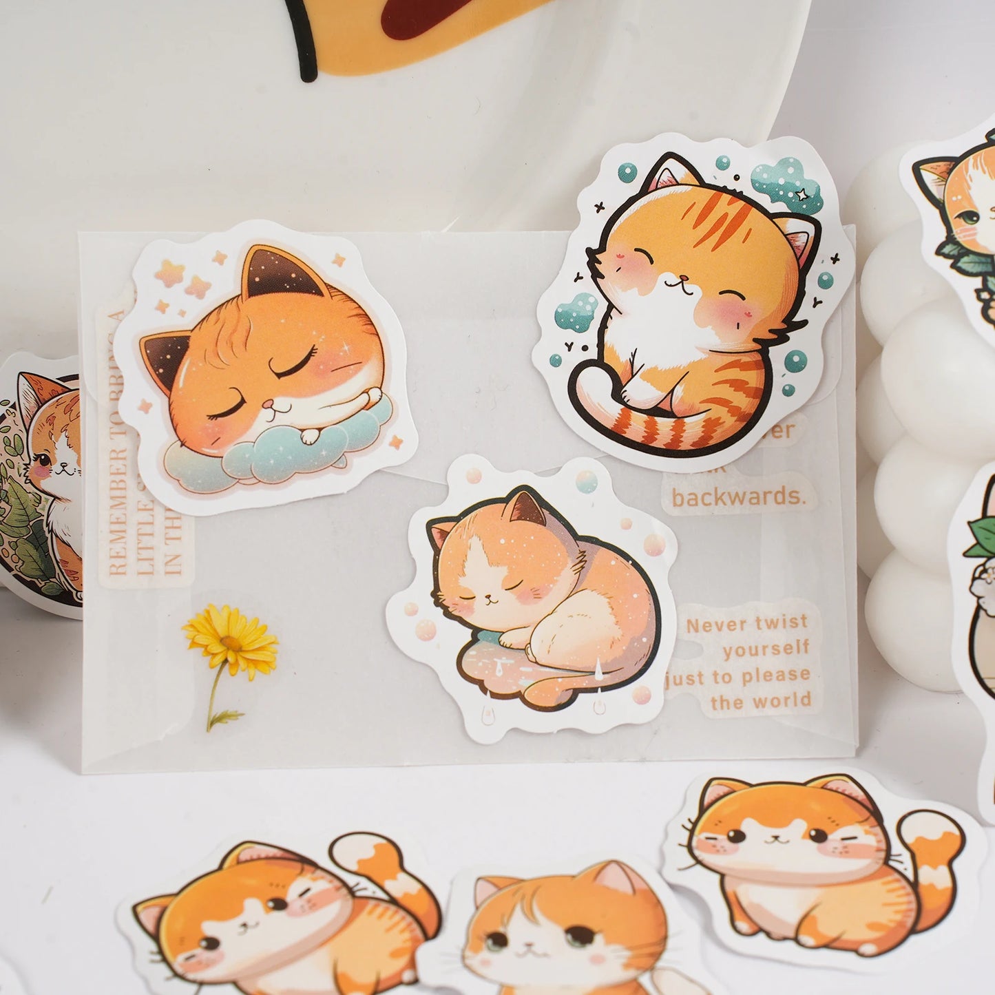 30PC Kawaii Orange Cat Stickers