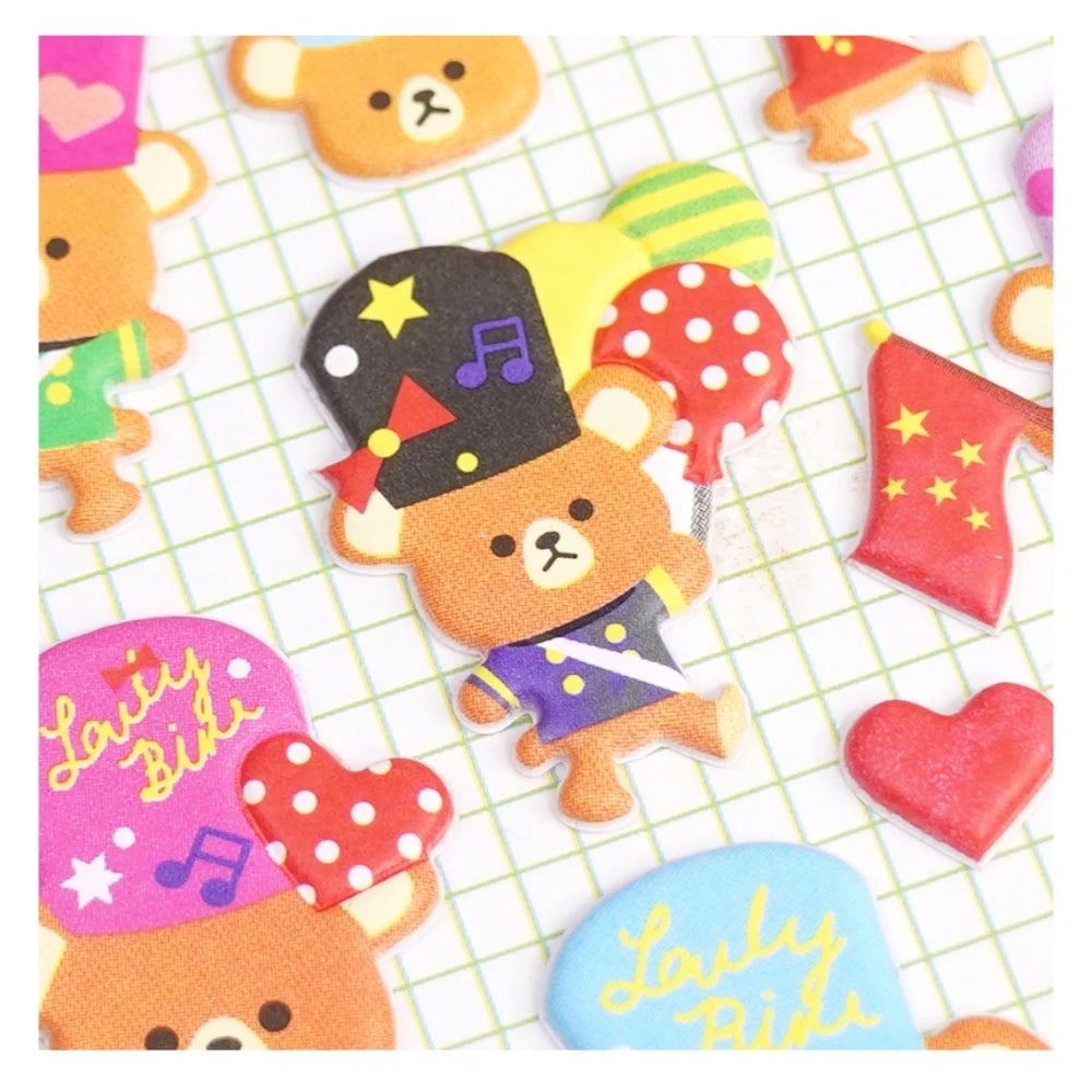 4PC Kawaii Bear Friends 3D Puffy Stickers