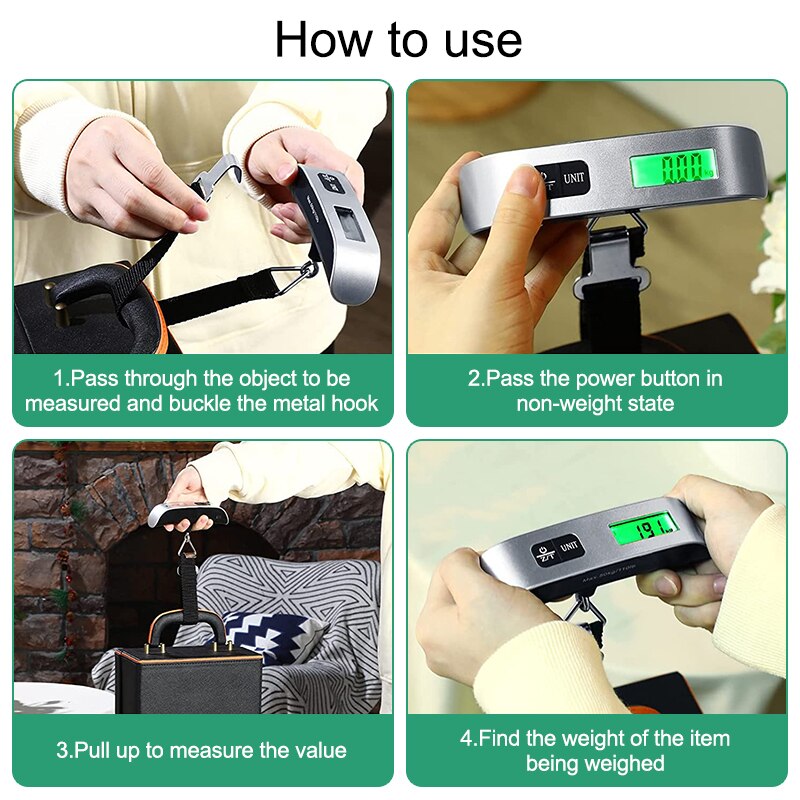 1PC Portable Digital Hanging Travel Luggage Scale