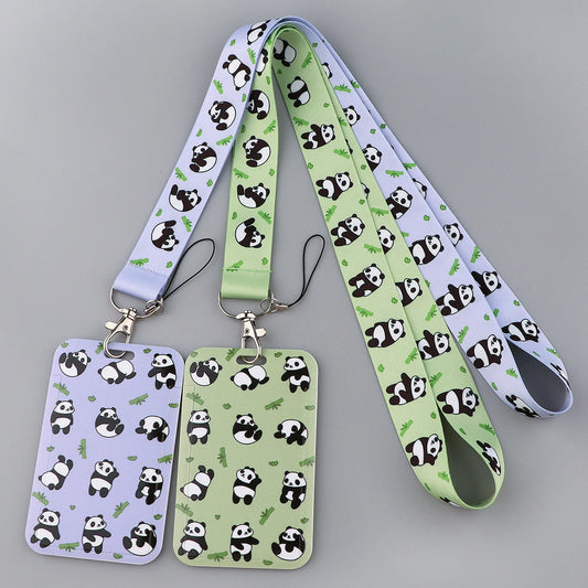 1PC Kawaii Panda ID Card Holder Lanyard