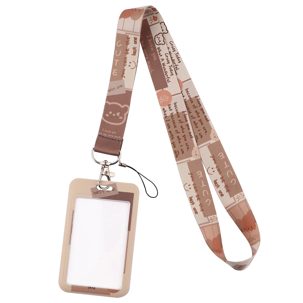 1PC Cute Bear ID Card Holder Lanyard