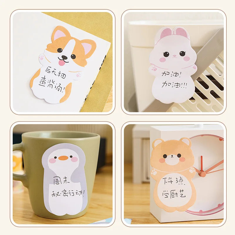 1 to 6PC Kawaii Animal Friends Memo Pad Sticky Notes