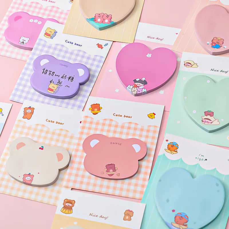 1PC Kawaii Bear Heart Memo Pad Sticky Notes