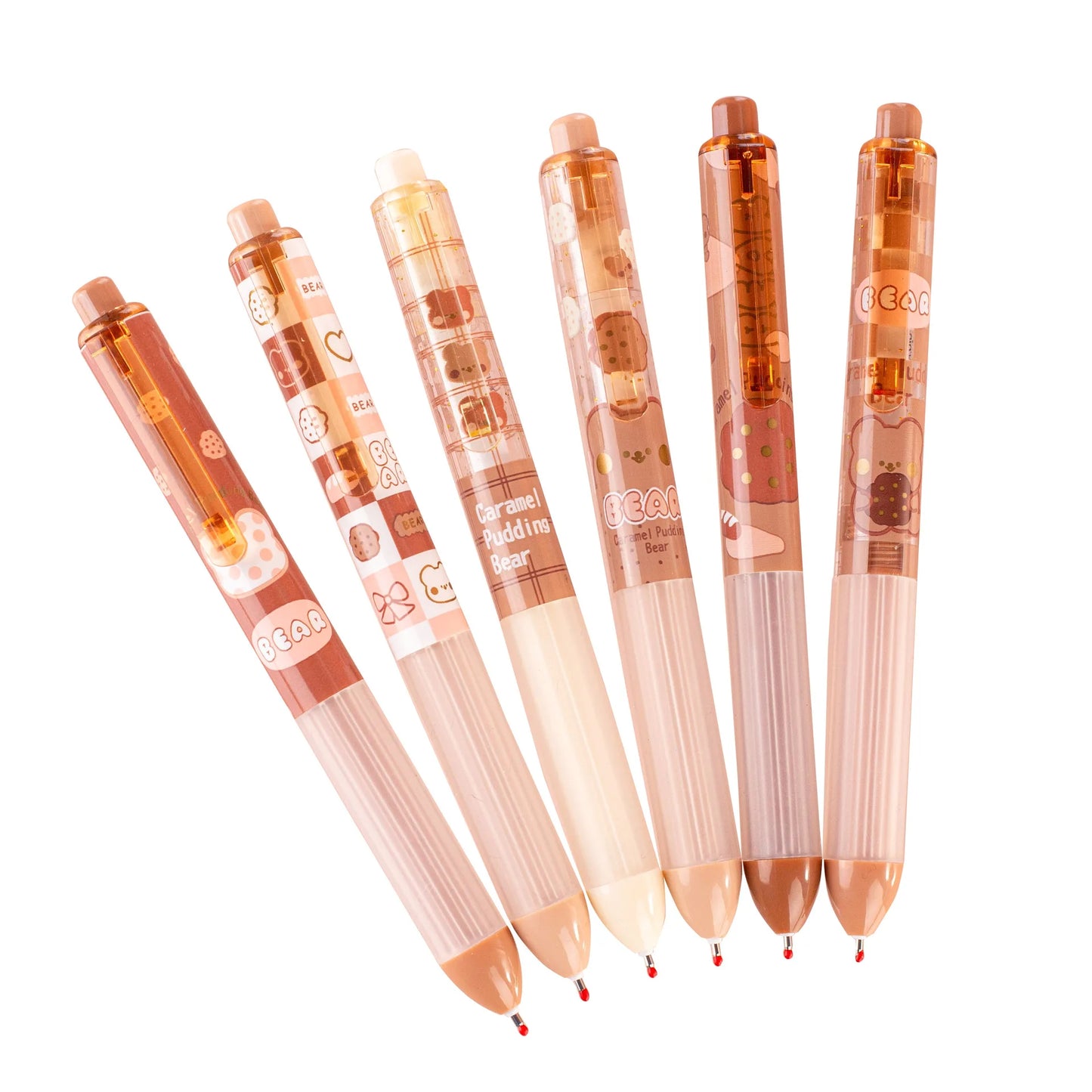 2PC Kawaii Caramel Pudding Bear Mechanical Gel Pen