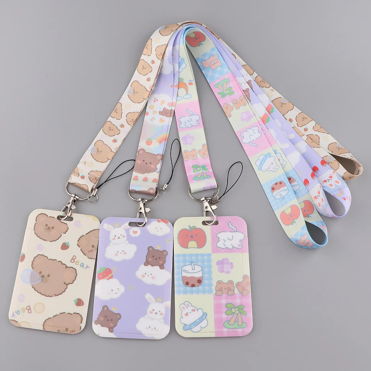 1PC Kawaii Bear ID Card Holder Lanyard