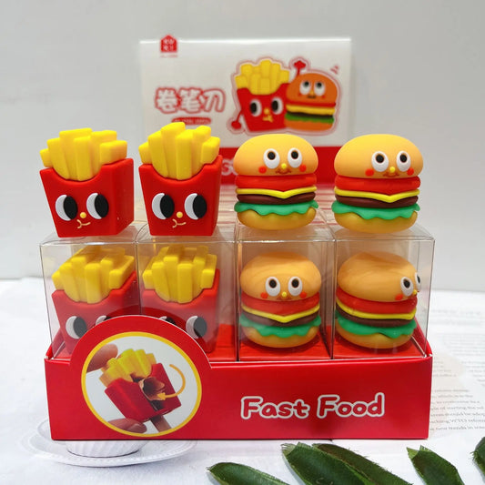 2PC Kawaii Hamburger Fries Soft Pencil Sharpener