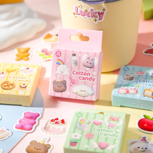 50PC Kawaii Cotton Candy Animals Decorative Stickers