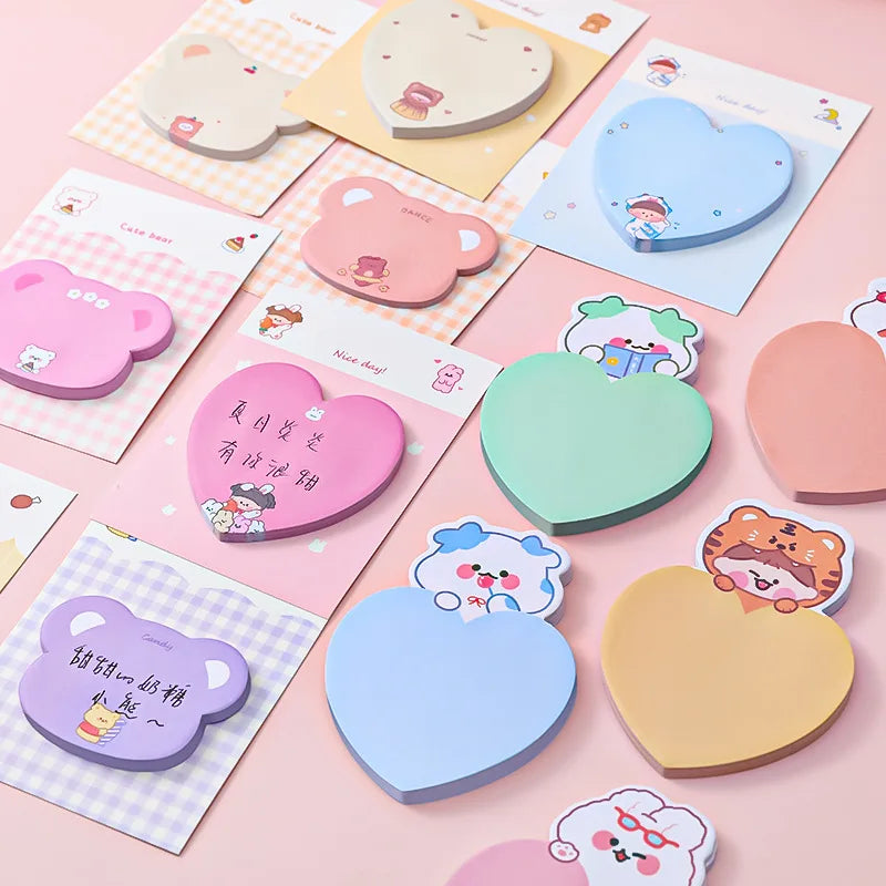 1PC Kawaii Bear Heart Memo Pad Sticky Notes