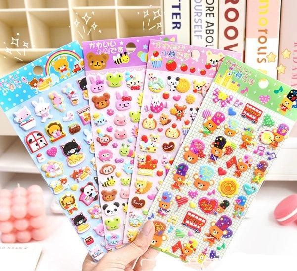 4PC Kawaii Bear Friends 3D Puffy Stickers