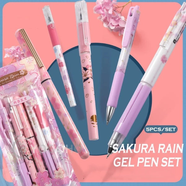 3,5PC Sakura Rain Rollerball Gel Pen-my kawaii office