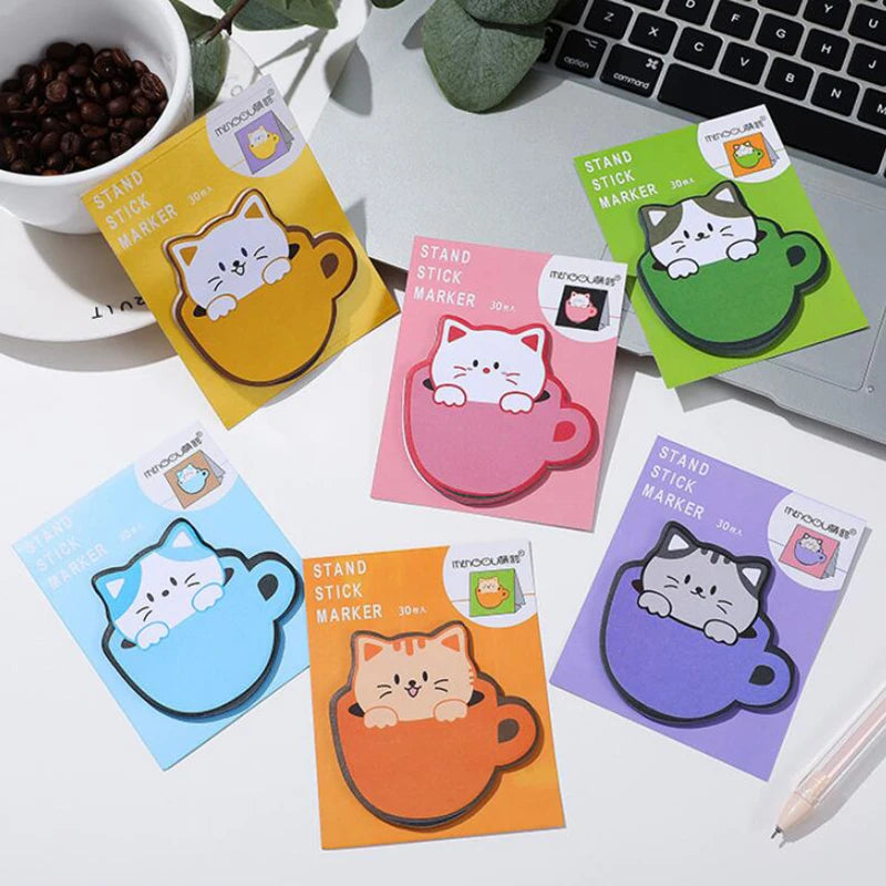 1PC Kawaii Cup Cats Memo Pad Sticky Notes