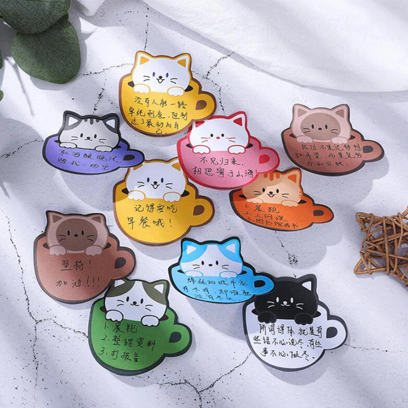 1PC Kawaii Cup Cats Memo Pad Sticky Notes