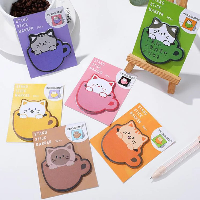 1PC Kawaii Cup Cats Memo Pad Sticky Notes