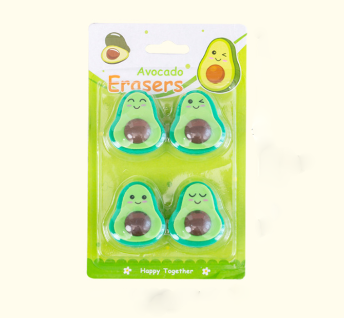 4PC Kawaii Avocado Rubber Eraser