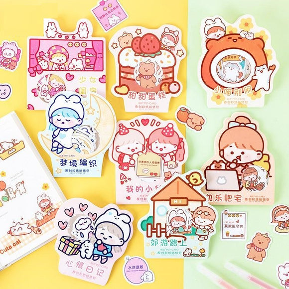 40PC Kawaii Rabbit Group Stationery Stickers