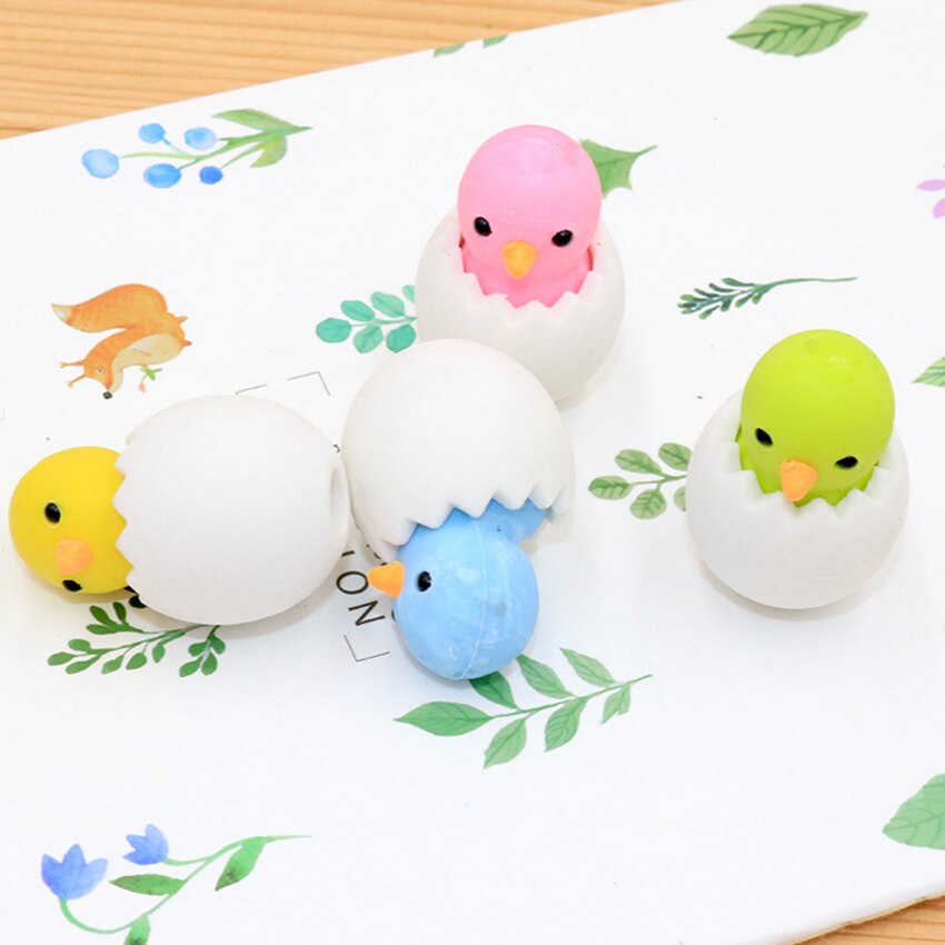 4PC Cute Eggshell Chick Eraser