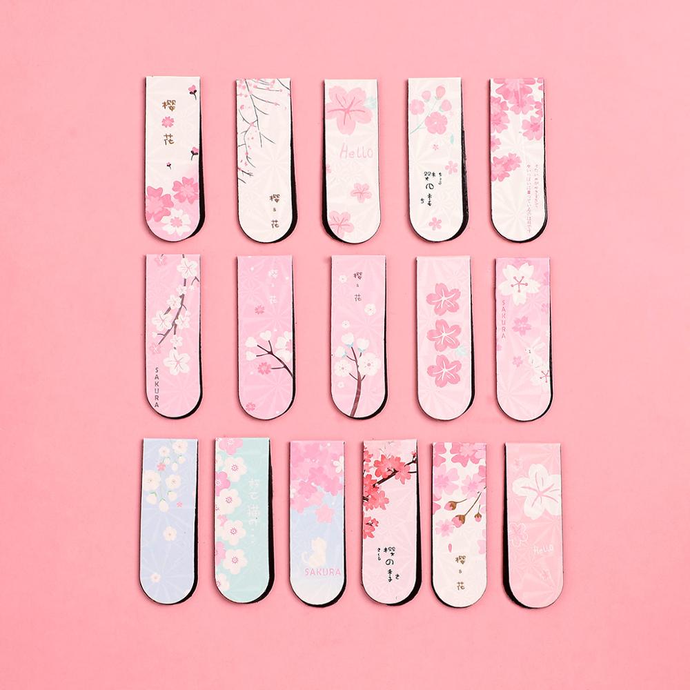 6PC Set Kawaii Sakura Magnet Bookmark