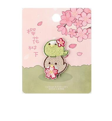 1PC Cute Sakura Embroidery Patch Stickers