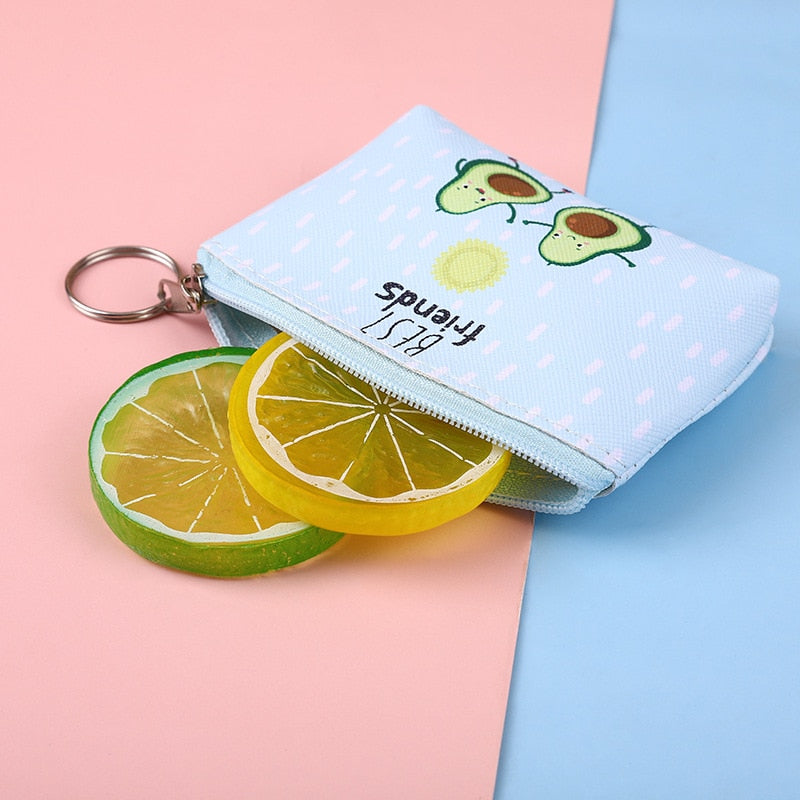 Cute Avocado Coin Purses Japanese Zipper Money Storage Bag Women Small Wallets Kids 2021 Porte Feuille Femme Monnaie Et Carte