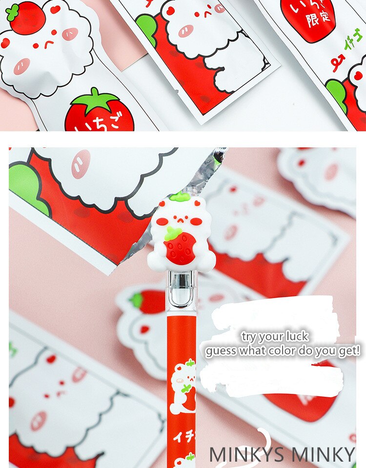 1PC Lucky Bag Kawaii Strawberry Bear Gel Pen-my kawaii office