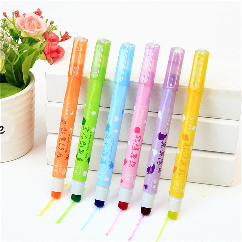 6PC Kawaii Retractable Fruit Scented Highlighters