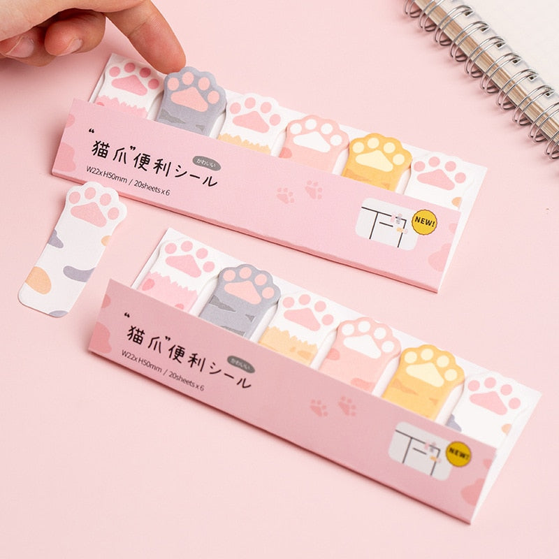 1PC Kawaii Pink Cat Paw Memo Pad Sticky Notes