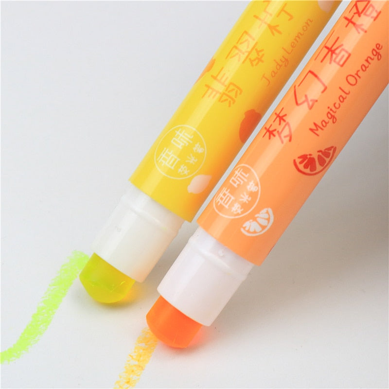 6PC Kawaii Retractable Fruit Scented Highlighters