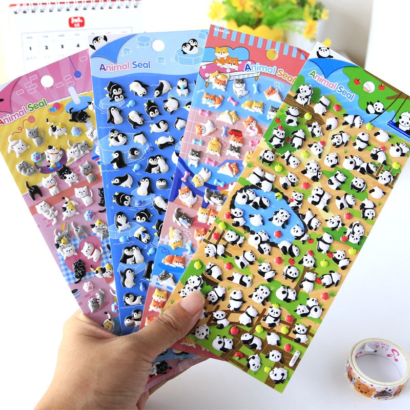 1PC Kawaii Animals Variety 3D Stationery Stickers