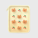 1PC Kawaii Cherry Heart Bear iPad Case