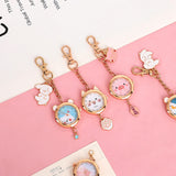 1PC Kawaii Sakura Pocket Watch Keychain Pendant