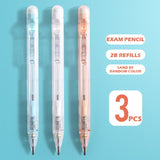 3PC Transparent Exam Mechanical Pencil with Square Lead and Eraser
