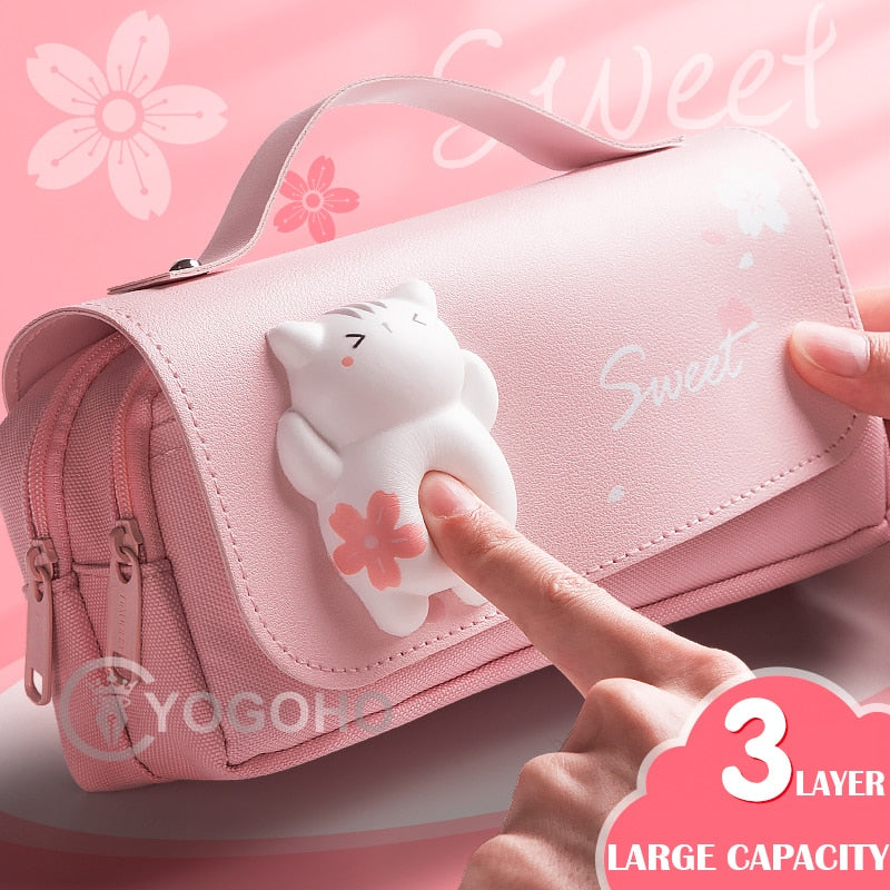 Squishy 3D Kawaii Cat Pencil Cases - Wakaii in 2023  Cute pencil case, Cat  pencil case, Large pencil case