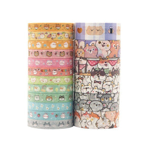 18PC Kawaii Animals Face Washi Tape Set