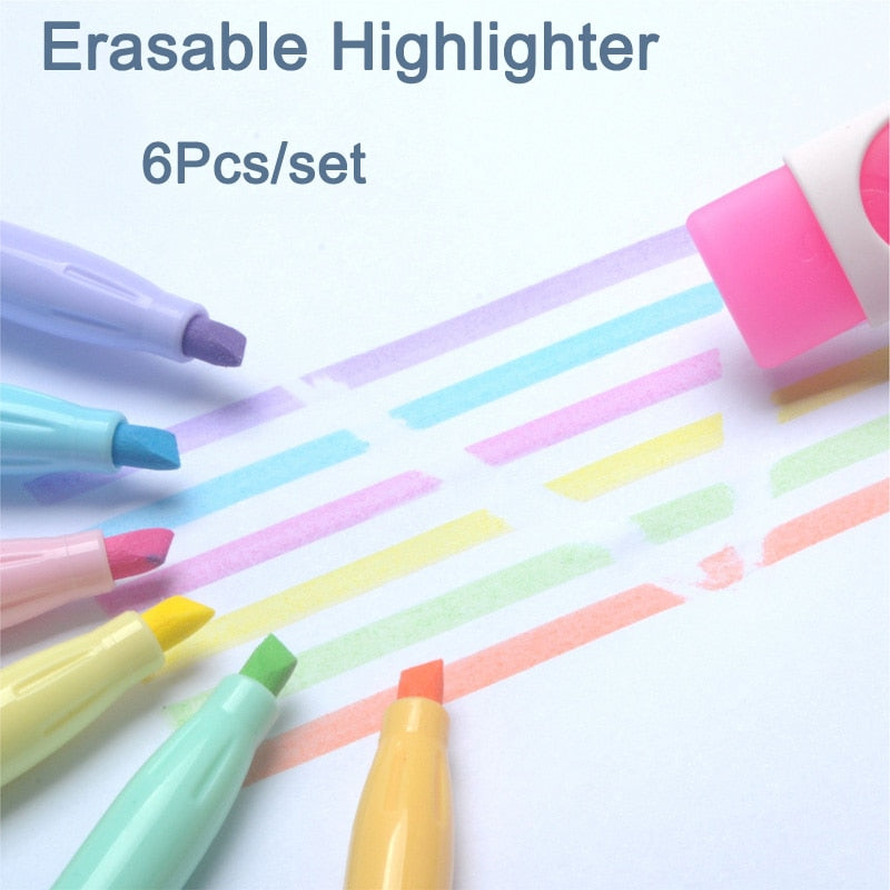 6PC Set Erasable Fluorescent Highlighters