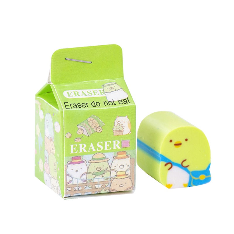 4PC Kawaii Corner Milk Box Rubber Eraser