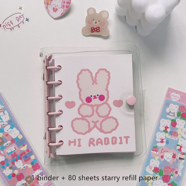 Kawaii Bunny Sushi Journal,rabbit Journal Book,color Pages,kawaii Notebook,soft  Leather Cover Planner,magnetic Buckle Notebook,stationery 