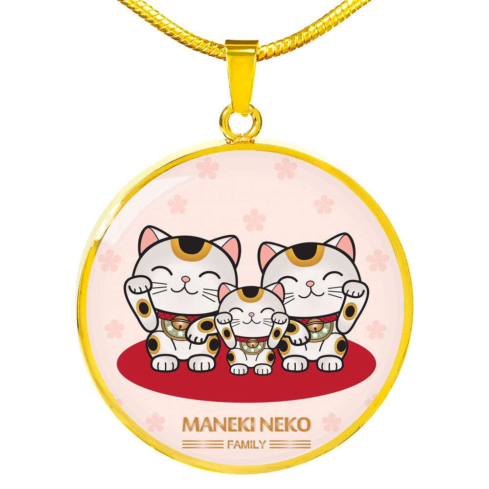 Maneki Neko Circle Necklace