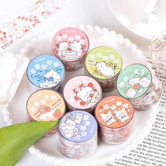 1PC Kawaii Small Animals Washi Tape Collection
